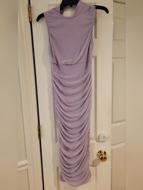 Lavender Ruched Sleeveless Maxi Dress